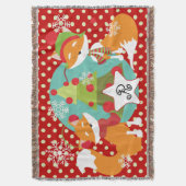 カスタムキツネレッドクリスマス スローブランケット (正面縦)