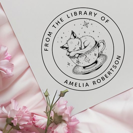 カスタムキツネ蔵書票スタンプ ラバースタンプ