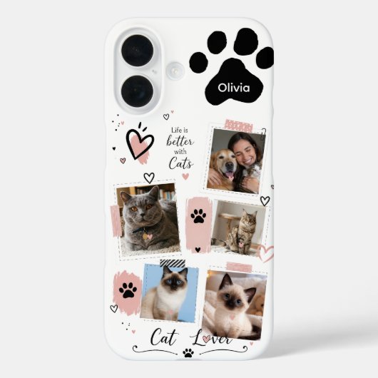 カスタムキャットママ写真コラージュフォンケース 名前入り Case-Mate iPhoneケース (裏面)