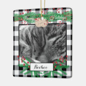 カスタムキャット白黒バッファローチェックオーナメント セラミックオーナメント (左)