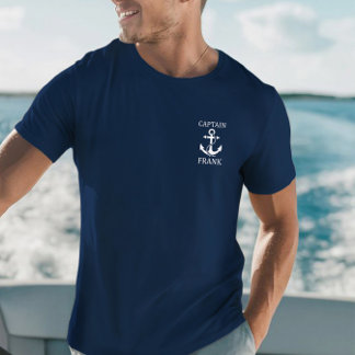 カスタムキャプタンのTシャツ、イカリのTシャツ、ボートオーナーのギフト Tシャツ