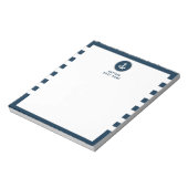 カスタムキャプテンボー航海のトいかりネイビーストライプズ ノートパッド (回転)