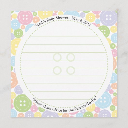 カスタムキャロル |ボタンとしてかわいい |アドバイスカード アドバイスカード (正面)