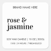 カスタムキャンドルラベルシール | 白黒 スクエアシール (正面)