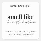 カスタムキャンドルラベルシール | 白黒 スクエアシール (正面)