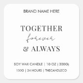 カスタムキャンドル | 永遠に常に一緒 スクエアシール (正面)