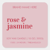 カスタムキャンドル | 赤とピンクのバレンタイン スクエアシール (正面)