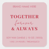 カスタムキャンドル | 赤とピンクのバレンタイン スクエアシール (正面)