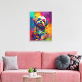 カスタムキャンバスのポスター鮮やかなカラフルシーズー（犬）Tzu Dog キャンバスプリント (インサイチュ (リビング))