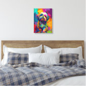カスタムキャンバスのポスター鮮やかなカラフルシーズー（犬）Tzu Dog キャンバスプリント (インサイチュ (寝室))