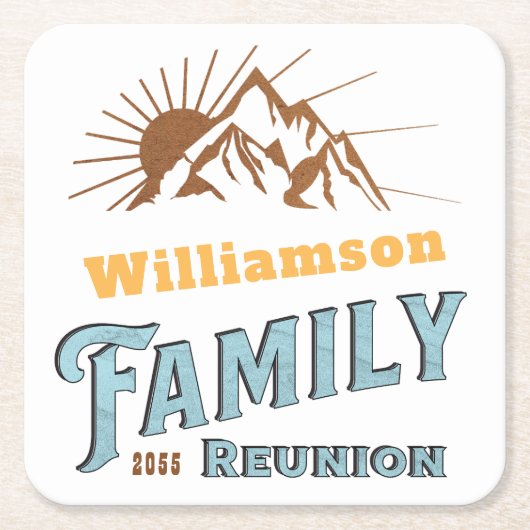 カスタムキャンピングファミリーバケーションマッチング スクエアペーパーコースター (正面)