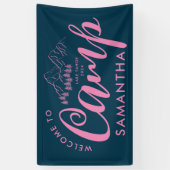 カスタムキャンプ ブライズパーティー モダン ラスティック ピンク 横断幕 (縦)