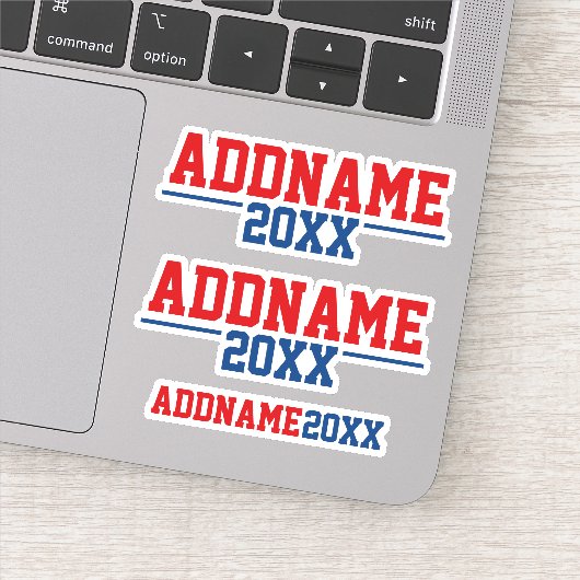 カスタムキャンペークラシックン – 年と赤い青 シール (詳細)