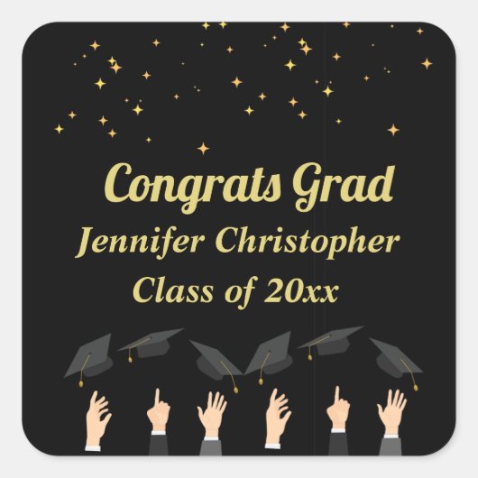 カスタムキュイモダンクラシック金ゴールド卒業 スクエアシール (正面)