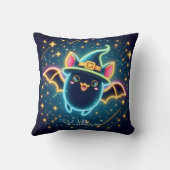 カスタムキュートこうもりウィッチハットハロウィーン子供部屋 クッション (裏面)