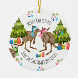 カスタムキュートなオージーカンガルークリスマス セラミックオーナメント
