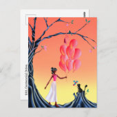 カスタムキュートなバレリーナと猫のサンセットポストカード ポストカード (正面/裏面)