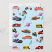 カスタムキュートな車とバイクの誕生日パーティー 招待状 (裏面)