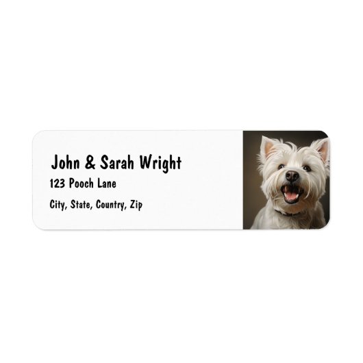 カスタムキュートウエストハイランドホワイトドッグ住所 シール (正面)