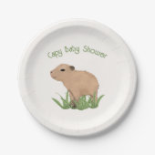 カスタムキュートカピバラプンケイピーベイビーシャワー ペーパープレート (正面)