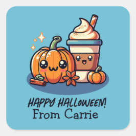 カスタムキュートカボチャのスパイスハロウィントリートバッグ スクエアシール