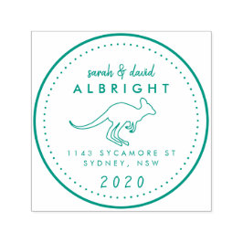 カスタムキュートカンガルーラインスケッチ差出人住所 セルフインキングスタンプ