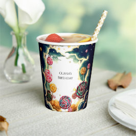 カスタムキュートキャンディランド誕生日 紙コップ