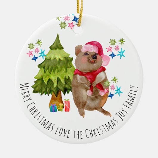 カスタムキュートクカクリスマスセラミックオーナメント セラミックオーナメント (正面)