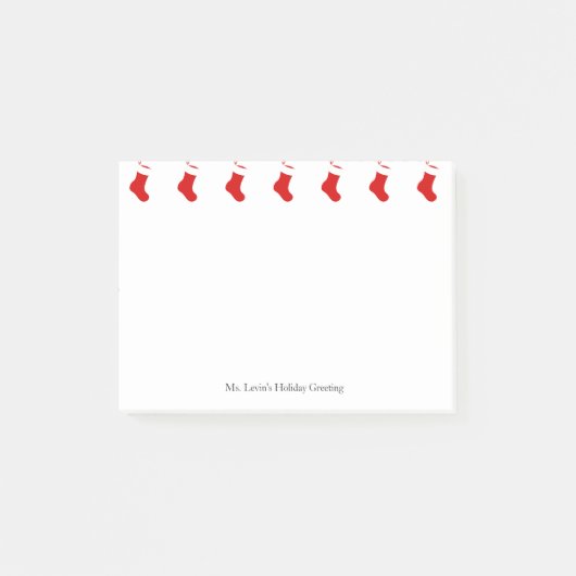 カスタムキュートクラシックストッキングレッドクリスマス ポストイット (正面)
