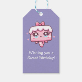 カスタムキュートケーキ誕生日とバルーン ギフトタグ