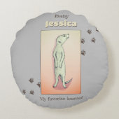 カスタムキュートソフトグレーピーチメルカートベビー名 ラウンドクッション (裏面)