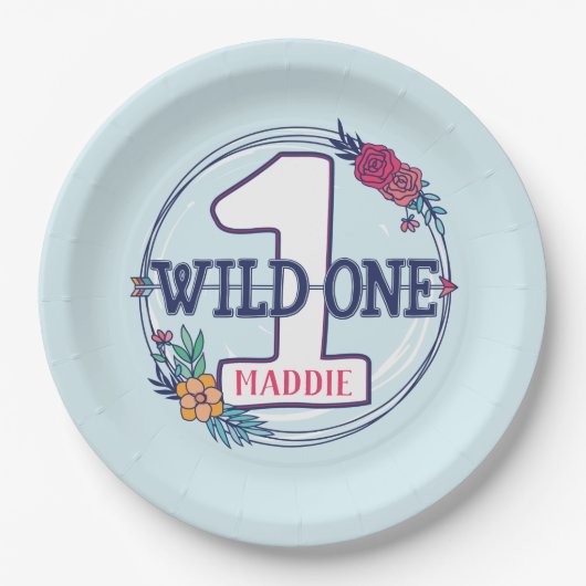 カスタムキュートテペボホトライバルファースト誕生日 ペーパープレート (正面)