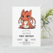 カスタムキュートデジタルドラゴン1st誕生日 招待状 (スタンド正面)