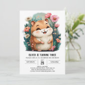 カスタムキュートハムスター誕生日 招待状 (スタンド正面)