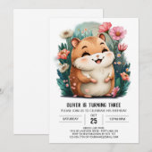 カスタムキュートハムスター誕生日 招待状 (正面/裏面)