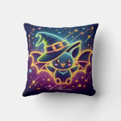 カスタムキュートハロウィーンこうもりウィッチズハット子供部屋 クッション (裏面)