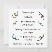 カスタムキュートパーティーアニマルズ誕生日パーティーの招待状 (裏面)