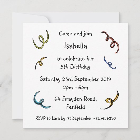 カスタムキュートパーティーアニマルズ誕生日パーティーの招待状 (裏面)