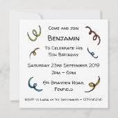 カスタムキュートパーティーアニマル誕生日招待状 (裏面)