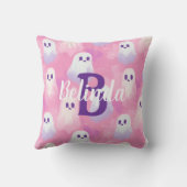 カスタムキュートピンクゴースト ガーリーハロウィン クッション (裏面)