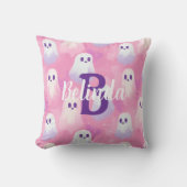 カスタムキュートピンクゴースト ガーリーハロウィン クッション (正面)