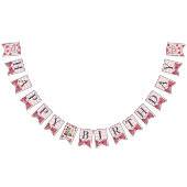 カスタムキュートベリーファースト誕生日ピンクプレイド バンティングフラッグ (全)