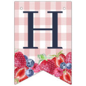 カスタムキュートベリーファースト誕生日ピンクプレイド バンティングフラッグ (第2の旗)