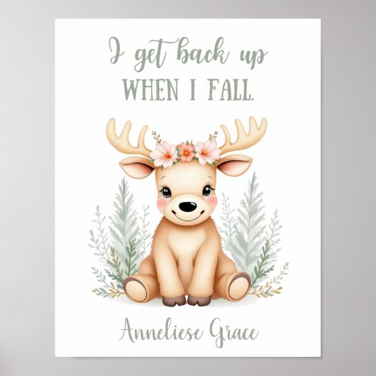 カスタムキュートムースエレガントウッドランド動物子供部屋 ポスター (正面)