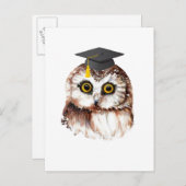 カスタムキュート卒業フクロウ 案内ポストカード (正面/裏面)