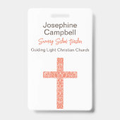 カスタムキリスト教教会のスタッフのボランティア名 バッジ (正面)