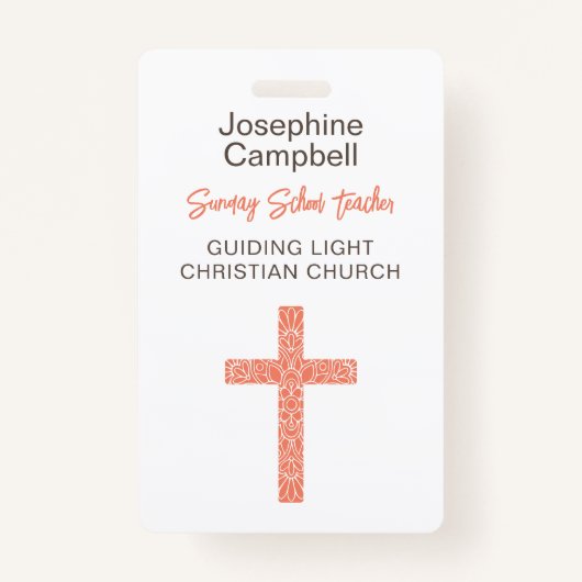 カスタムキリスト教教会のスタッフのボランティア名 バッジ (正面)