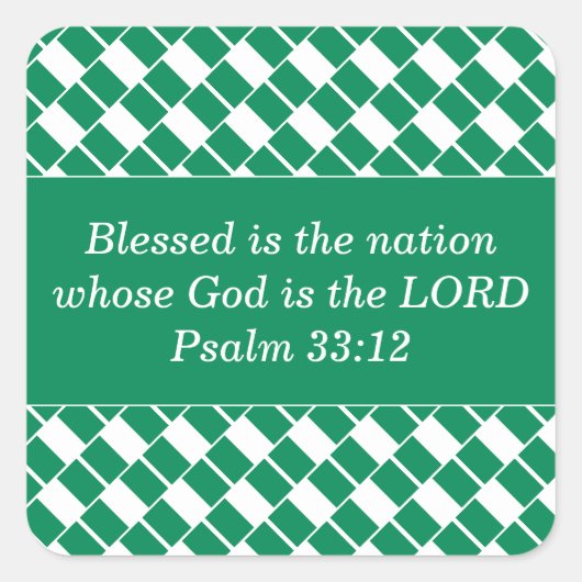 カスタムキリスト教聖書聖句 |ナイジェリア国旗 スクエアシール (正面)