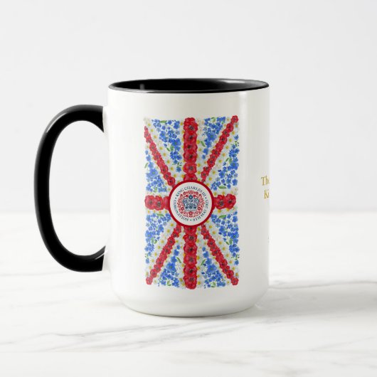 カスタムキングチャールズIII戴冠式フローラ英国国旗 コーヒーマグカップ (左)
