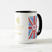 カスタムキングチャールズIII戴冠式フローラ英国国旗 コーヒーマグカップ (正面右)